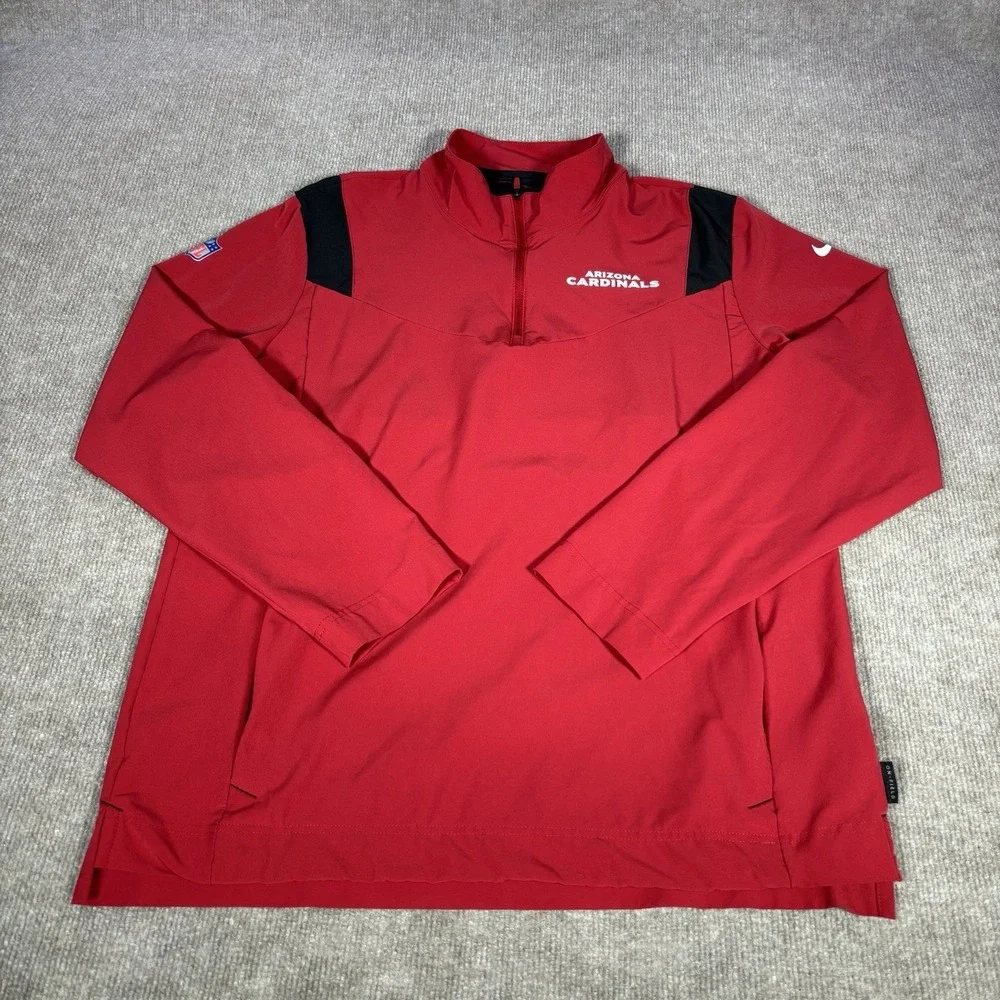 Nike Arizona Cardinals 1/4 Zip Pullover Mens M Red Logo Performance NFL On Field